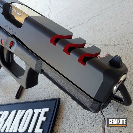 Powder Coating: Graphite Black H-146,Glock,Two Tone,Pistol,FIREHOUSE RED H-216