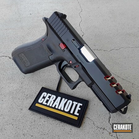 Powder Coating: Graphite Black H-146,Glock,Two Tone,Pistol,FIREHOUSE RED H-216