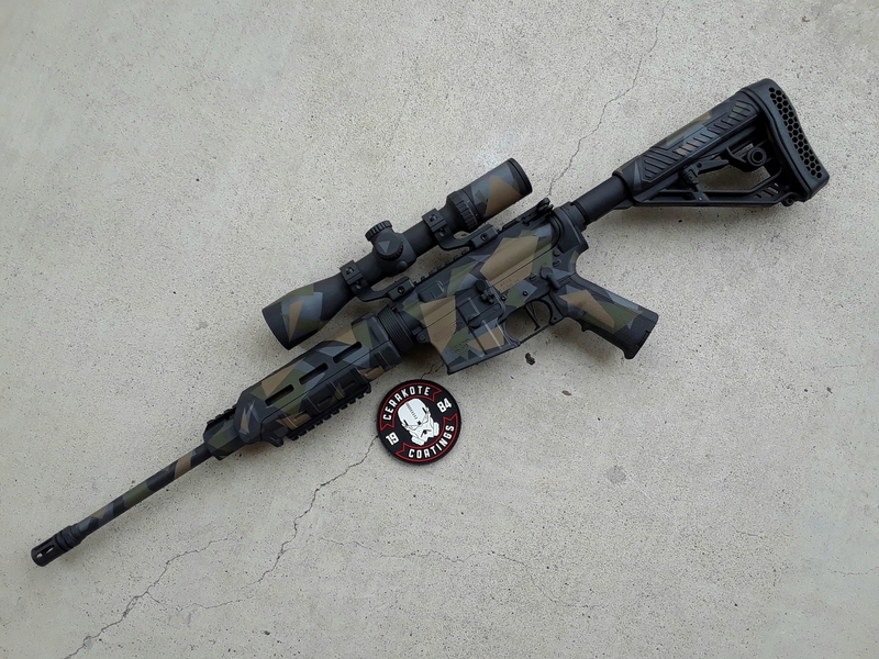DPMS Rifle in a Cerakote Splinter Camo Finish by WILLIAM | Cerakote