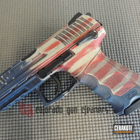 Powder Coating: KEL-TEC® NAVY BLUE H-127,HK Pistol,Pistol,American Flag,FIREHOUSE RED H-216,HKP30,BENELLI® SAND H-143