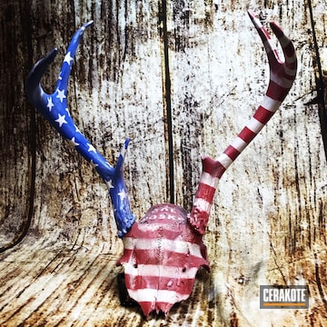 Cerakoted Cerakoted Deer Skull In An American Flag Finish