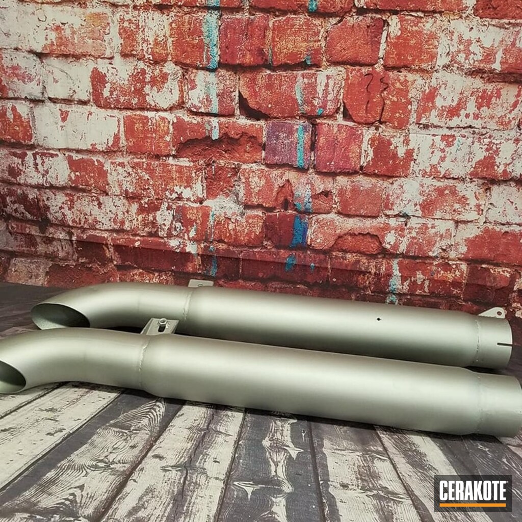 Exhaust Pipes Cerakoted With A Custom Silver 75 And Black 25