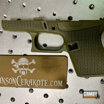 Cerakoted Chainmail Engraved Glock Frame With Noveske Bazooka Green Finish