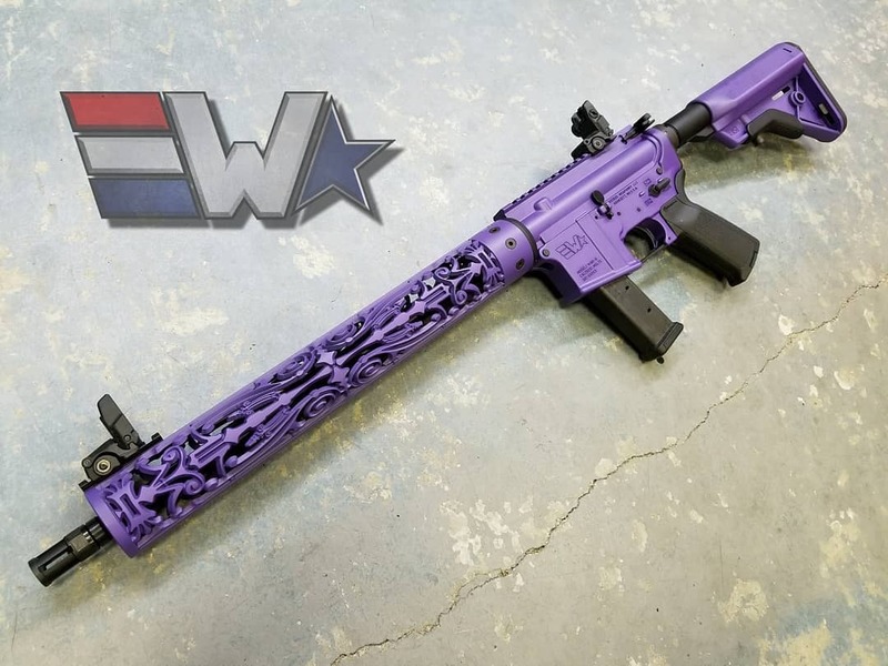 Colorful Rifle Two Toned Filigree Tactical Rifle in a Cerakote Bright Purple Finish by ...