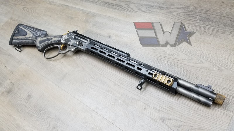 Marlin Custom Marlin Lever Action Rifle with Custom Battleworn American Flag Finish ...
