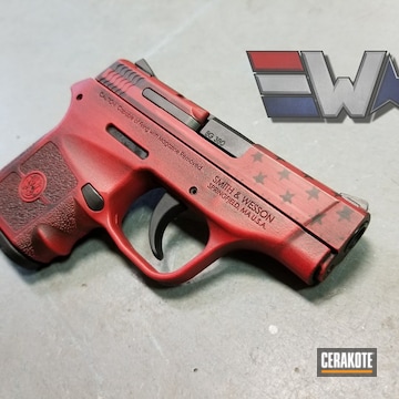 Cerakoted Smith & Wesson Handgun With A Custom Red And Black American Flag Themed Finish