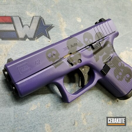 Powder Coating: Graphite Black H-146,Glock,Pistol,Wicked Weaponry,Bright Purple H-217,Skull,Glock 42