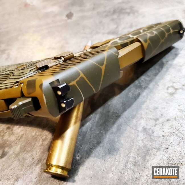 Cerakoted Sig Sauer P220 Handgun In A Custom Leaf Pattern Cerakote Finish