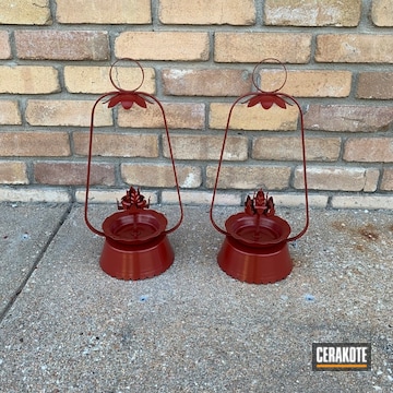 Cerakoted Antique Candle Holders With Cerakote H-221 Crimson