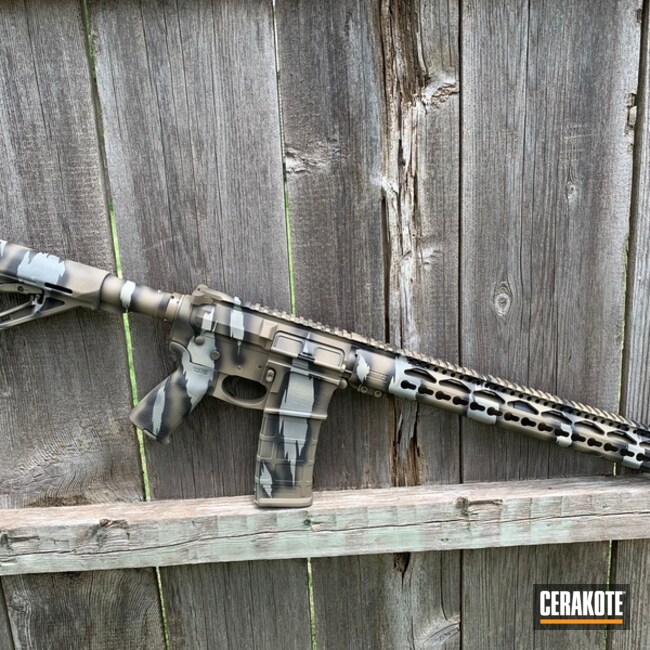 Cerakoted Ar-15 Rifle In A Torn Reptile Camo Finish Cerakoted With H-267, H-190 And H-199