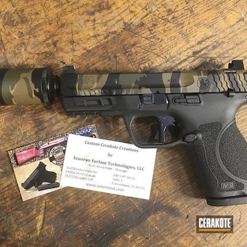 Cerakoted Suppressed Smith & Wesson Handgun And Cerakote Vietnam Tiger Stripe Camo