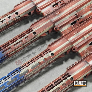 Cerakoted Set Of American Flag Finished Aero Precision Uppers / Lowers / Handguards