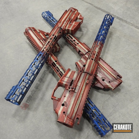Powder Coating: Aero Precision,NRA Blue H-171,FIREHOUSE RED H-216,Graphite Black H-146,Distressed,Upper / Lower / Handguard,Distressed American Flag,American Flag,BENELLI® SAND H-143,Weathered