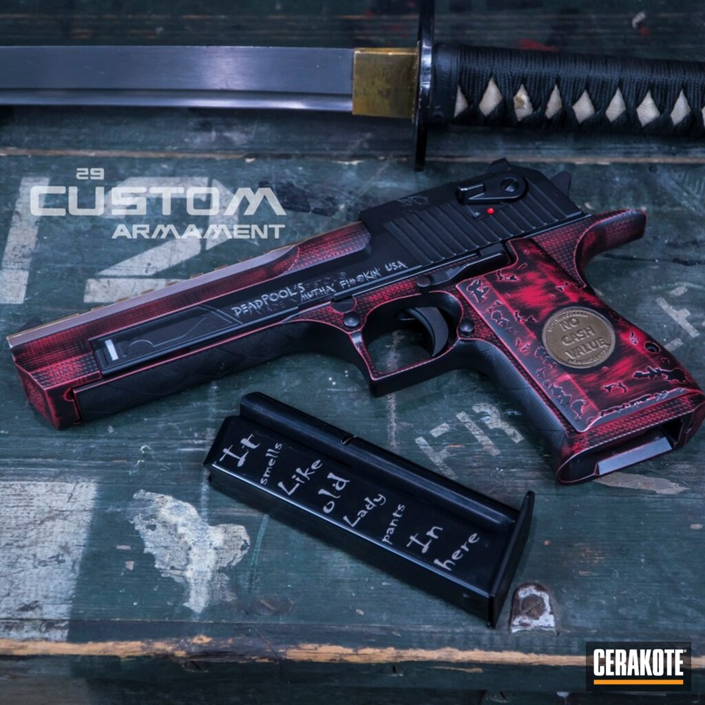 Custom Deadpool Themed Desert Eagle Handgun By Glen Cerakote