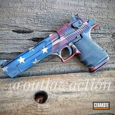 Powder Coating: Desert Eagle,NRA Blue H-171,Distressed,50ae,Stormtrooper White H-297,Distressed American Flag,USMC Red H-167,Pistol,American Flag,Magnum Research Inc