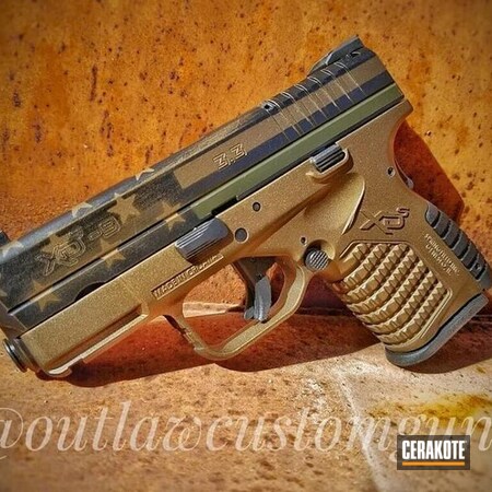 Powder Coating: Distressed,Pistol,Armor Black H-190,Springfield XD,Springfield Armory,United States Army,Army,O.D. Green H-236,American Flag,Burnt Bronze H-148,Army Green,Distressed American Flag