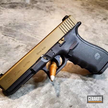 Powder Coating: Glock 20,Glock,Corrosion Protection,10mm,Pistol,Bear Gun,Tri Tone,Burnt Bronze H-148,FS FIELD DRAB H-30118,Glock 10mm