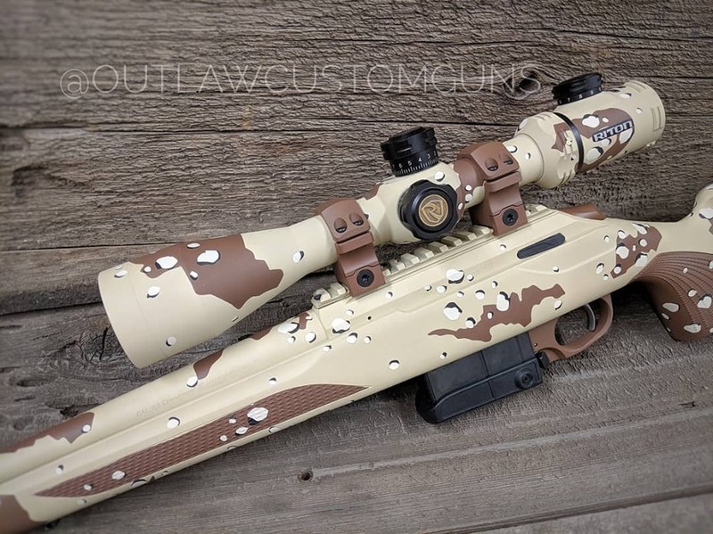 Chipped Coating Rifle Beretta Tikka T3 Bolt Action Rifle in a Custom Desert Camo Finish by ...
