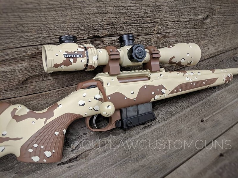 Chipped Coating Rifle Beretta Tikka T3 Bolt Action Rifle in a Custom Desert Camo Finish by ...