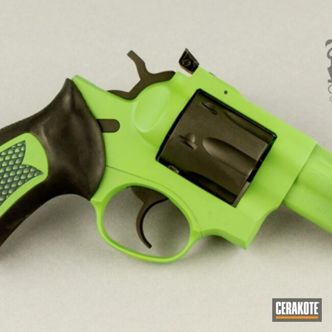Cerakoted Ruger Gp100 Revolver With Cerakote Zombie Green And Elite Smoke