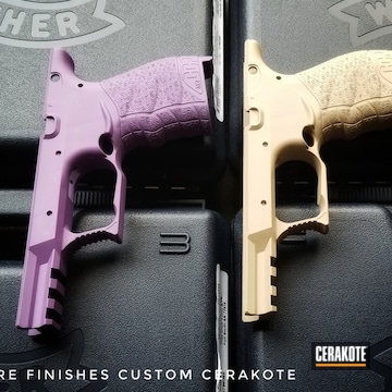 Cerakoted Walther Ccp Frames In Cerakote Desert Sand And Wild Purple