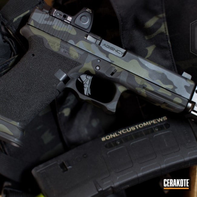 Cerakoted Glock 17 Handgun In A Multicam Black Finish