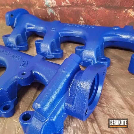 Powder Coating: Manifold,Ford Mustang,Automotive,More Than Guns,Exhaust,BLUE FLAME C-158