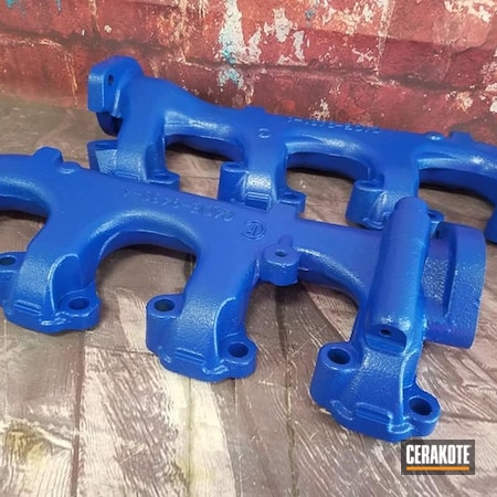 Powder Coating: Manifold,Ford Mustang,Automotive,More Than Guns,Exhaust,BLUE FLAME C-158