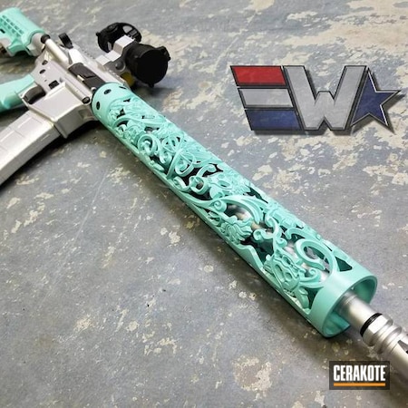 Powder Coating: Satin Aluminum H-151,Gun Coatings,Two Tone,Filigree,Unique-Ars,Wicked Weaponry,Robin's Egg Blue H-175