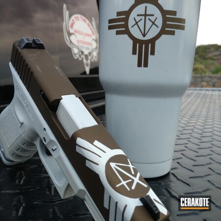 Powder Coating: Glock,Matching,Gun Coatings,Custom Tumbler Cup,Pistol,Stormtrooper White H-297,Lifestyle,Burnt Bronze H-148