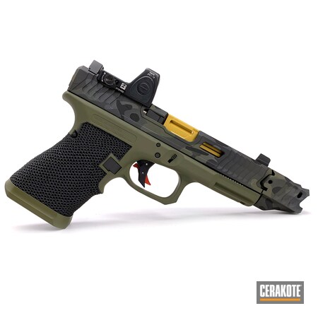 Powder Coating: Graphite Black H-146,Glock,Gun Coatings,MultiCam Black,Pistol,MultiCam,Glock 19,Sniper Grey H-234,Sniper Green H-229,Stippled,Camouflage