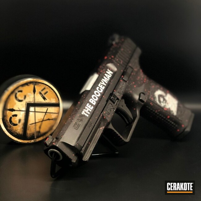 Cerakoted H-146 Graphite Black, H-216 Smith & Wesson Red And H-255 Crushed Silver