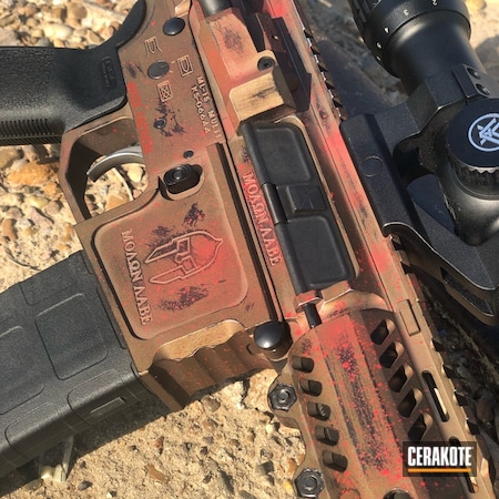Powder Coating: Graphite Black H-146,Gun Coatings,Blood Splatter,Tactical Rifle,FIREHOUSE RED H-216,Battleworn,Burnt Bronze H-148