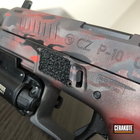 Powder Coating: CZ P10C,Graphite Black H-146,Crimson H-221,Gun Coatings,Gloss Black H-109,Pistol,CZ,MultiCam,Shimmer Aluminum H-158
