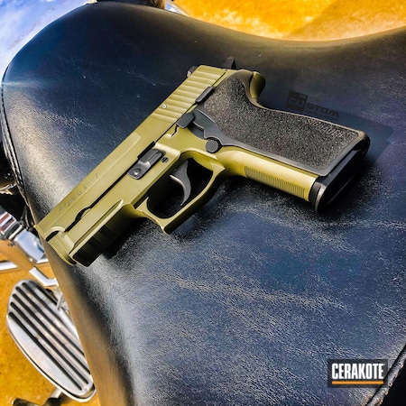 Powder Coating: Sig Sauer P229,Gun Coatings,BLACKOUT E-100,Sig Sauer,Handguns,Pistol,O.D. Green H-236