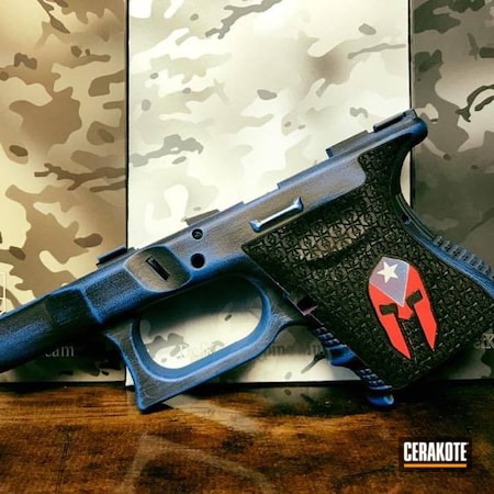 Powder Coating: Gun Coatings,NRA Blue H-171,Frame,Armor Black H-190,Glock Frame,Battleworn