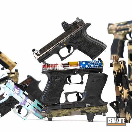 Powder Coating: Gun Coatings,Armor Black H-190,MultiCam,American Flag,Pistols