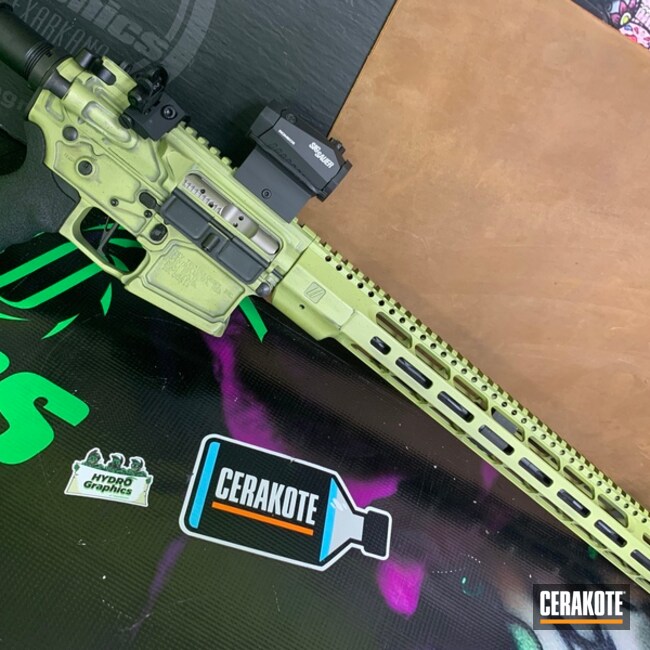 Cerakoted Zev Ar-15 Rifle With A Green And Black Cerakote Finish