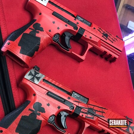 Powder Coating: Gun Coatings,Pistol,Walther,USMC Red H-167,Snoopy,Shimmer Aluminum H-158,Walther PPQ,Red Baron,Gen II Graphite Black HIR-146