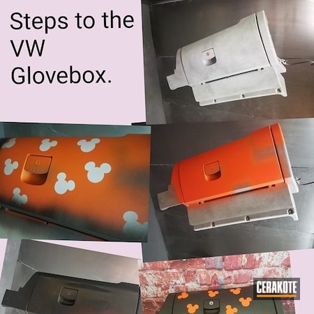 Powder Coating: CERAKOTE GLACIER BLACK C-7600,Glove Box,Hunter Orange C-128,Automotive,Volkswagon,Mickey Mouse,More Than Guns