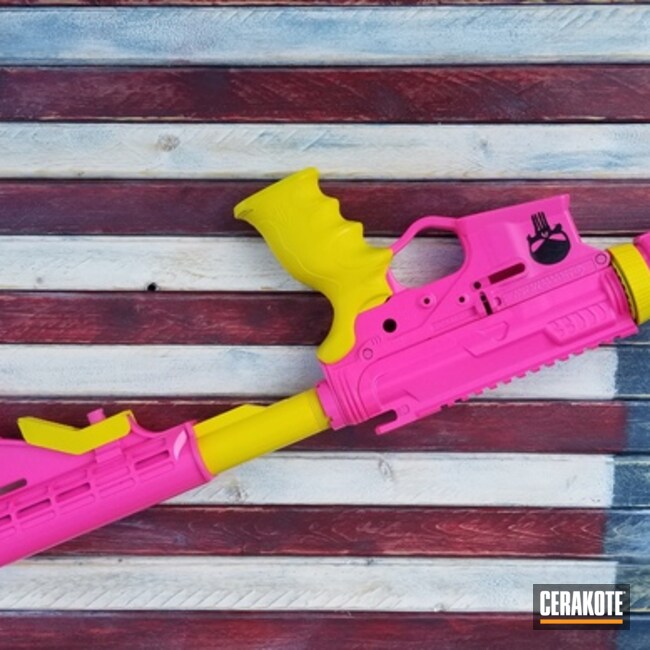 Cerakoted H-166 Electric Yellow And H-141 Prison Pink