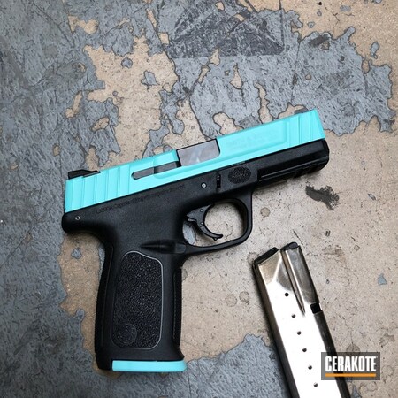 Powder Coating: Slide,Smith & Wesson,Gun Coatings,Two Tone,Handguns,Pistol,Robin's Egg Blue H-175
