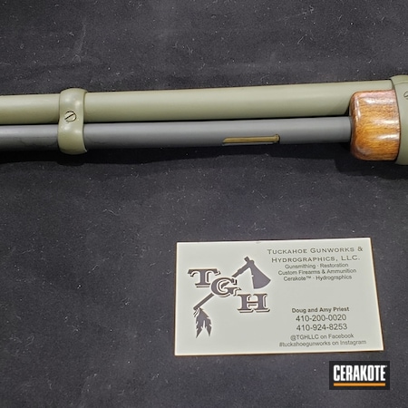 Powder Coating: Graphite Black H-146,Gun Coatings,S.H.O.T,Lever Action Rifle,O.D. Green H-236,Winchester,Lever Action