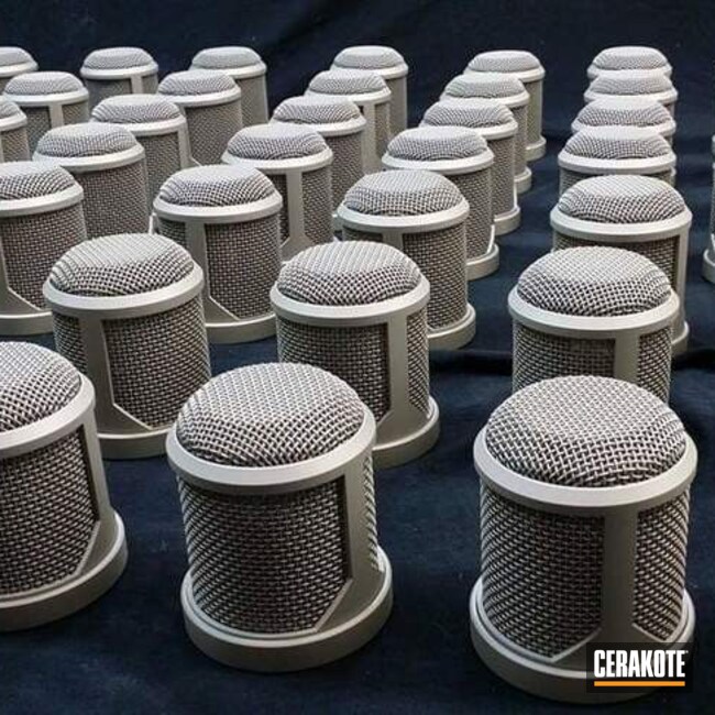 Cerakoted Microphone Grilles Finished With H-158 Shimmer Aluminum