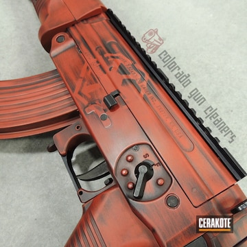 Cerakoted Ak Rifle With Cerakote H-146 Graphite Black And H-221 Crimson