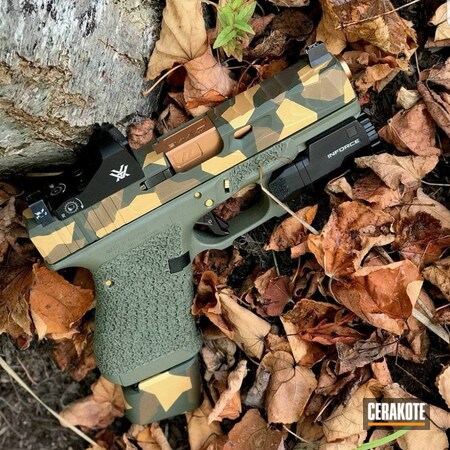 Powder Coating: Glock,Gun Coatings,S.H.O.T,Pistol,Gold H-122,Custom Camo,Sniper Green H-229,Burnt Bronze H-148,Zev
