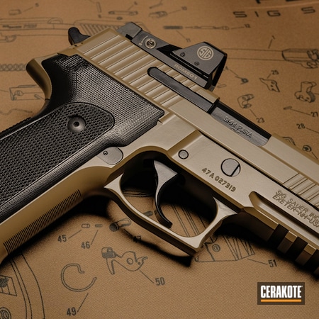 Powder Coating: Gun Coatings,Two Tone,BLACKOUT E-100,S.H.O.T,Sig Sauer,Sig Sauer P226,Pistol,FDE E-200