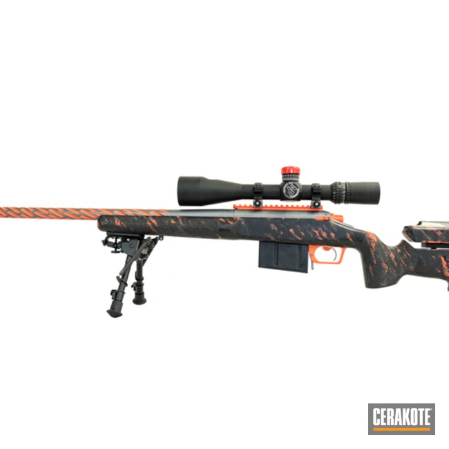 Cerakoted Bolt Action Rifle With Cerakote H-128 Hunter Orange