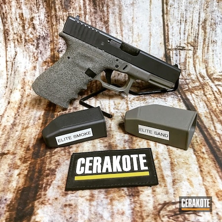 Powder Coating: Glock,Cerakote Elite Series,Smoke E-120,Gun Coatings,Two Tone,S.H.O.T,Pistol,Glock 19,Sand E-150G,Sand E-150