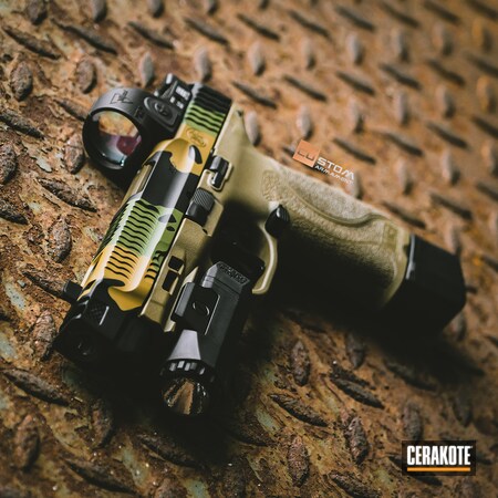 Powder Coating: Graphite Black H-146,Smith & Wesson,S.H.O.T,Pistol,NOVESKE TIGER EYE BROWN  H-187,Noveske Bazooka Green H-189